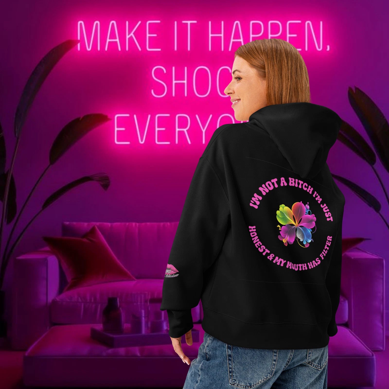 No Filter Floral Hoodie – Bold Graphic Streetwear Pullover