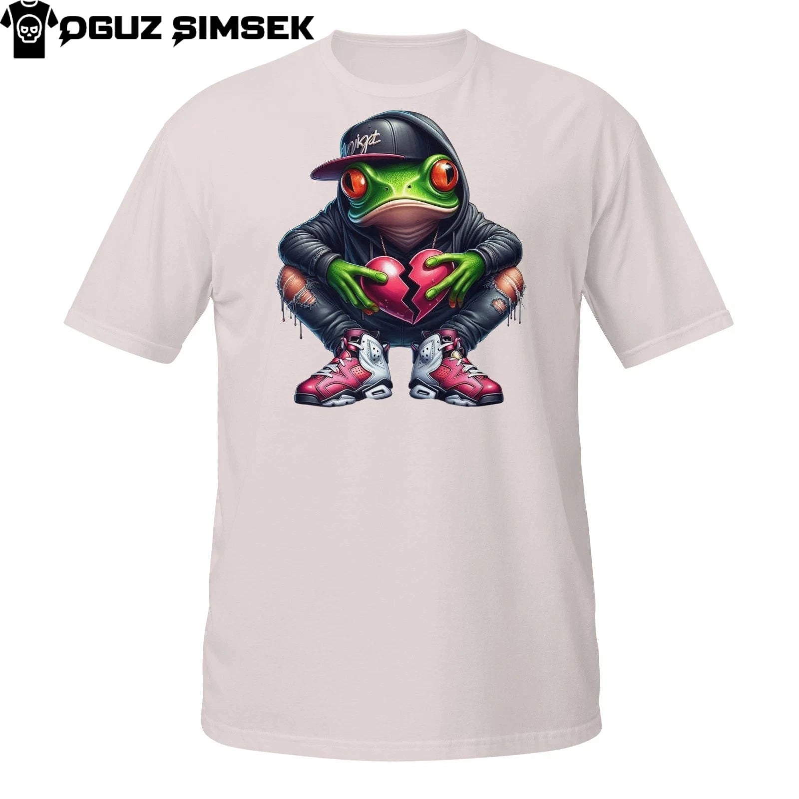 Sad Frog Tee – Urban Cartoon with Broken Heart in Hip Hop Streetwear