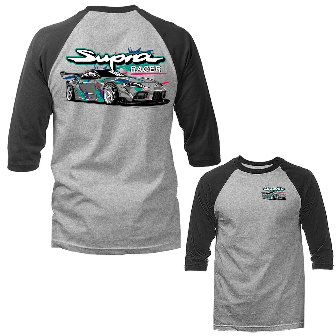 Supra Racer Imported Tuned Custom JDM Sports Car 3/4 Sleeve Raglan