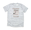 Espresso Yourself - Bella and Canvas White Marble Shirt - Size S - Coffee Pun