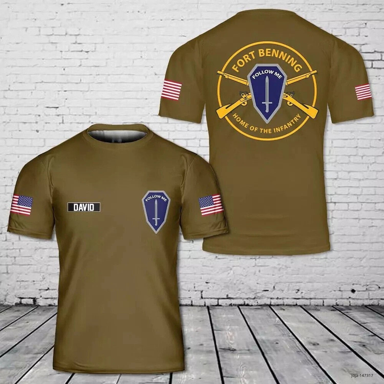 Custom Name US Army Fort Benning Home Of The Infantry T-Shirt 3D