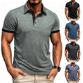 Polyester Spandex Blend Slim Fit Men T-Shirt with Lapel Neckline Quick Dry Top