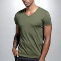 Hipster Fashion V Neck T Shirt for Men Low Cut Comfortable Short Sleeve