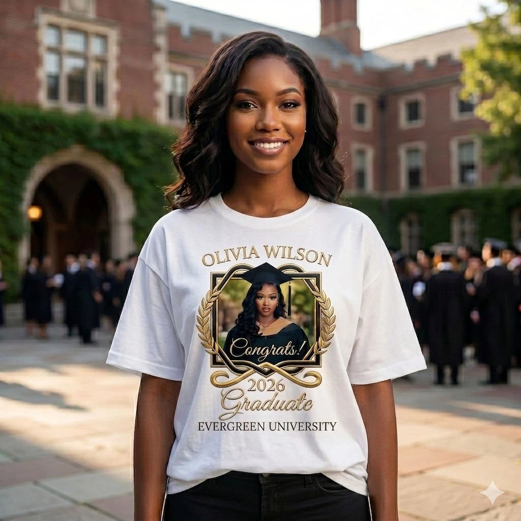 Custom Graduation Photo T Shirt, Personalised 2026 Graduate Gift