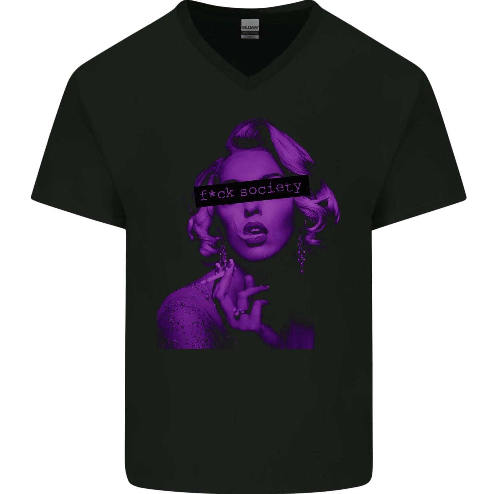 Marilyn F#ck Society Mens V-Neck Cotton T-Shirt