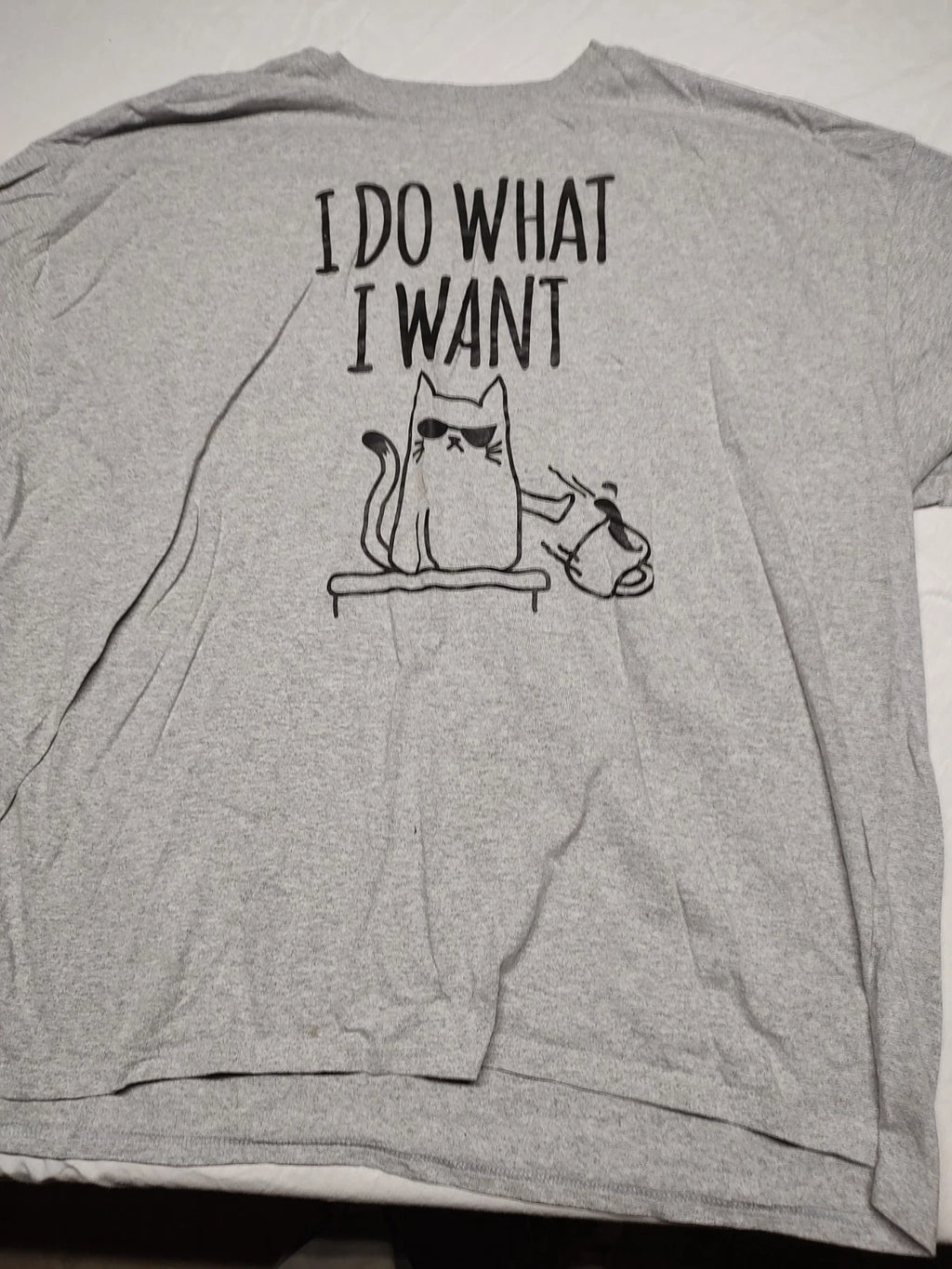 Vintage ODM Novelty Cat Graphic Gray T-Shirt Adult 3 XL  M/F  I do what I want