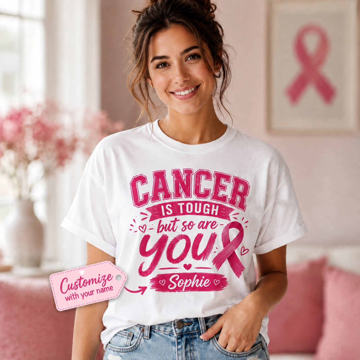 Personalised Breast Cancer Awareness Women T Shirt
