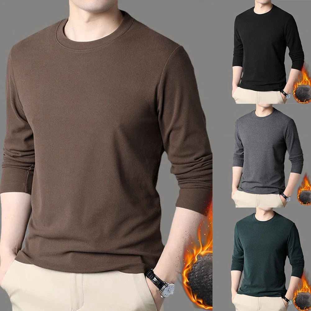 Mens Long Sleeve Thermal Warm T Shirt Crew Neck Activewear Street Style Tee