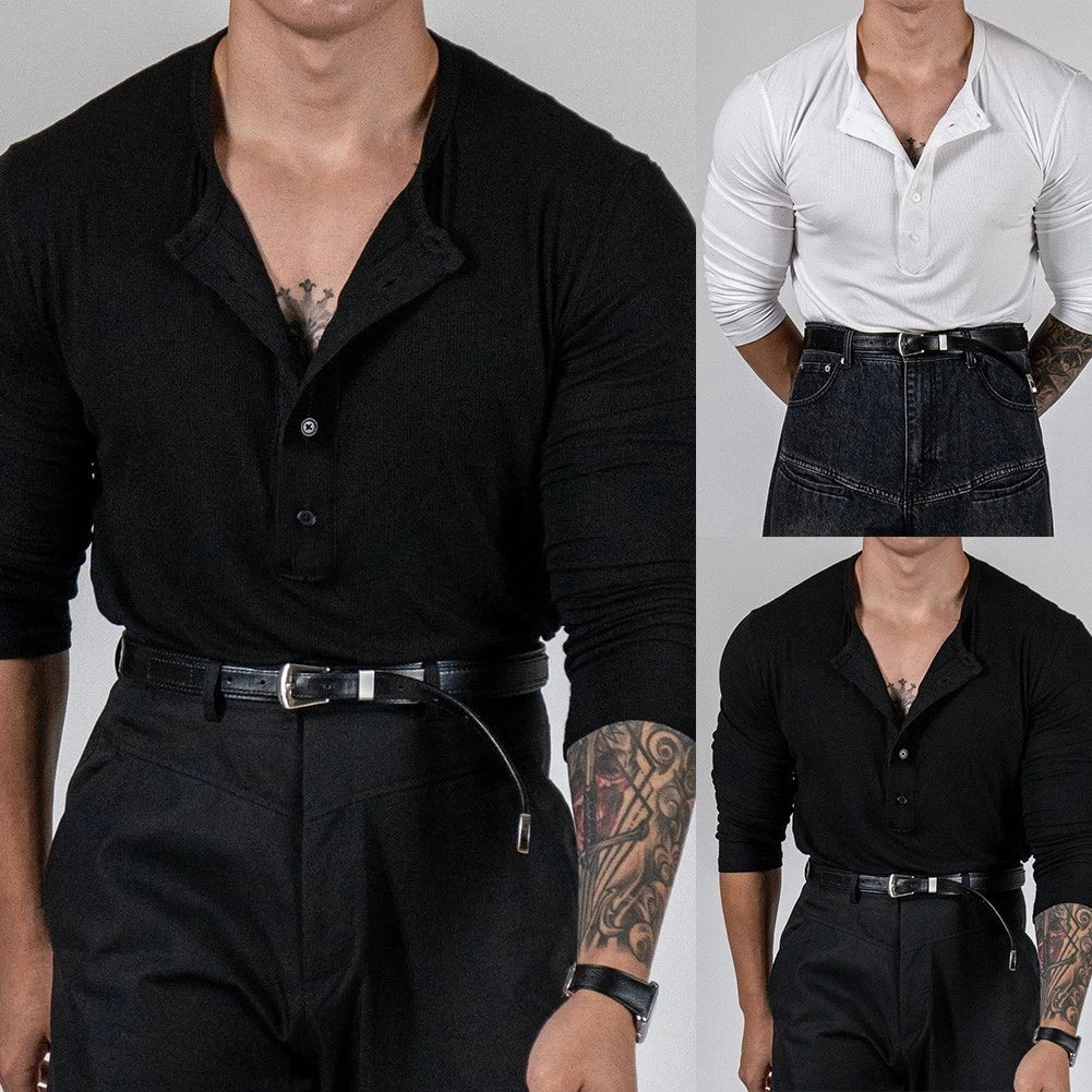 Men V Neck Shirt Breathable Fitness Regular Length 95%Polyester+5%Spandex