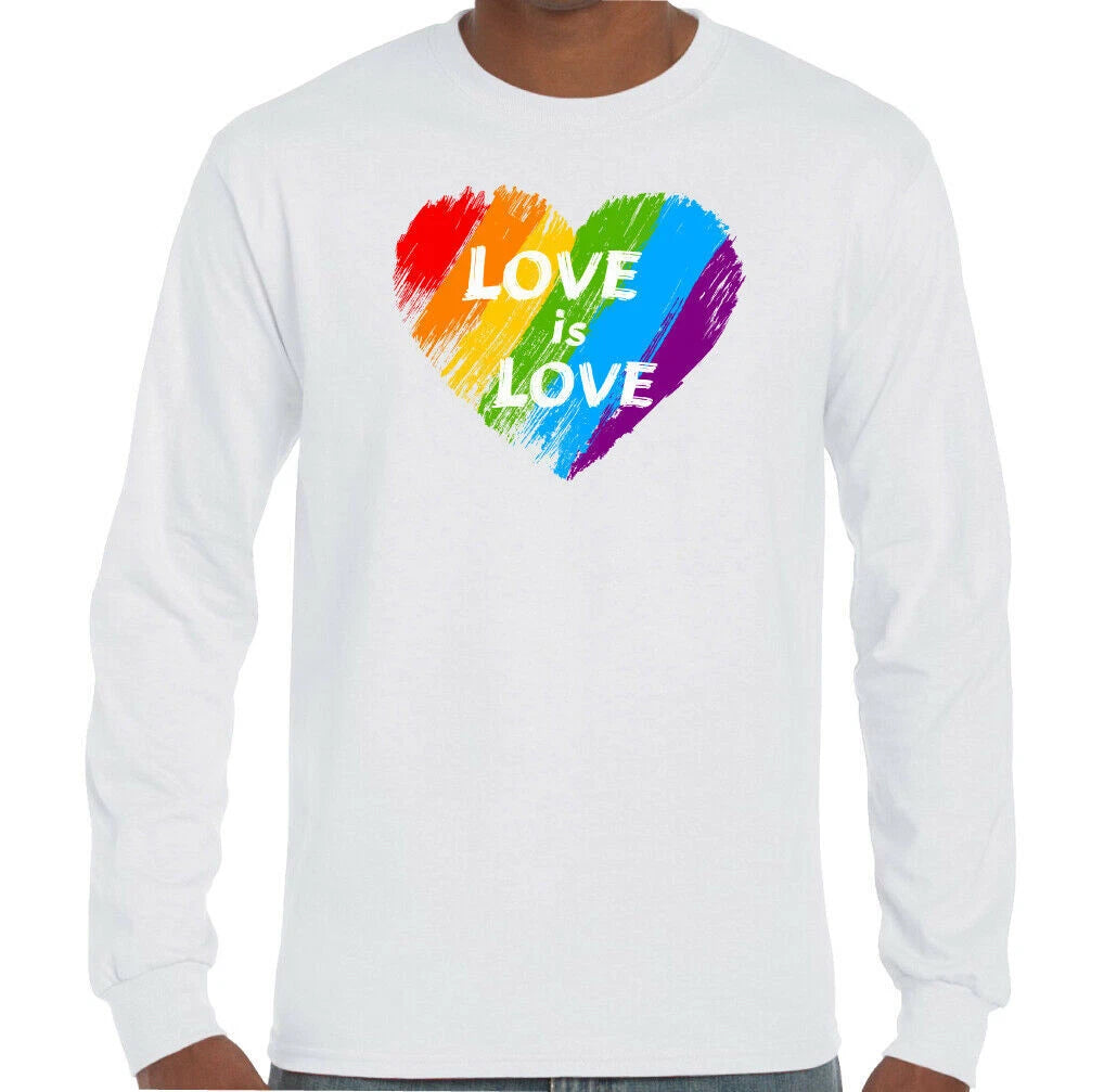 LGBT T-Shirt Gay Pride Love is Love Mens Rainbow Colours Top Tee Outfit Clothing