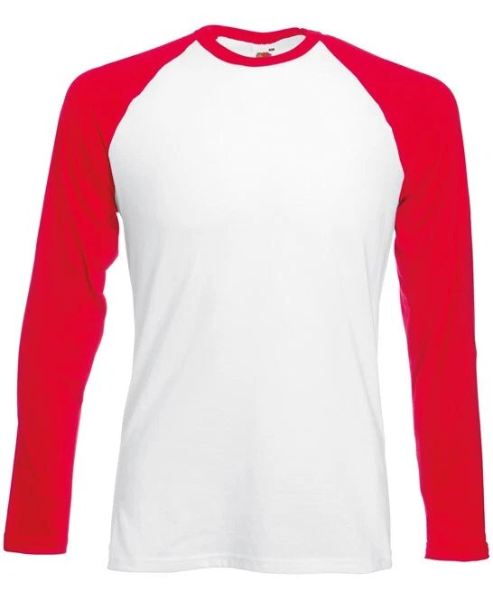 Personalised Custom text Fruit of the Loom Long Sleeve Baseball T-shirt SS028
