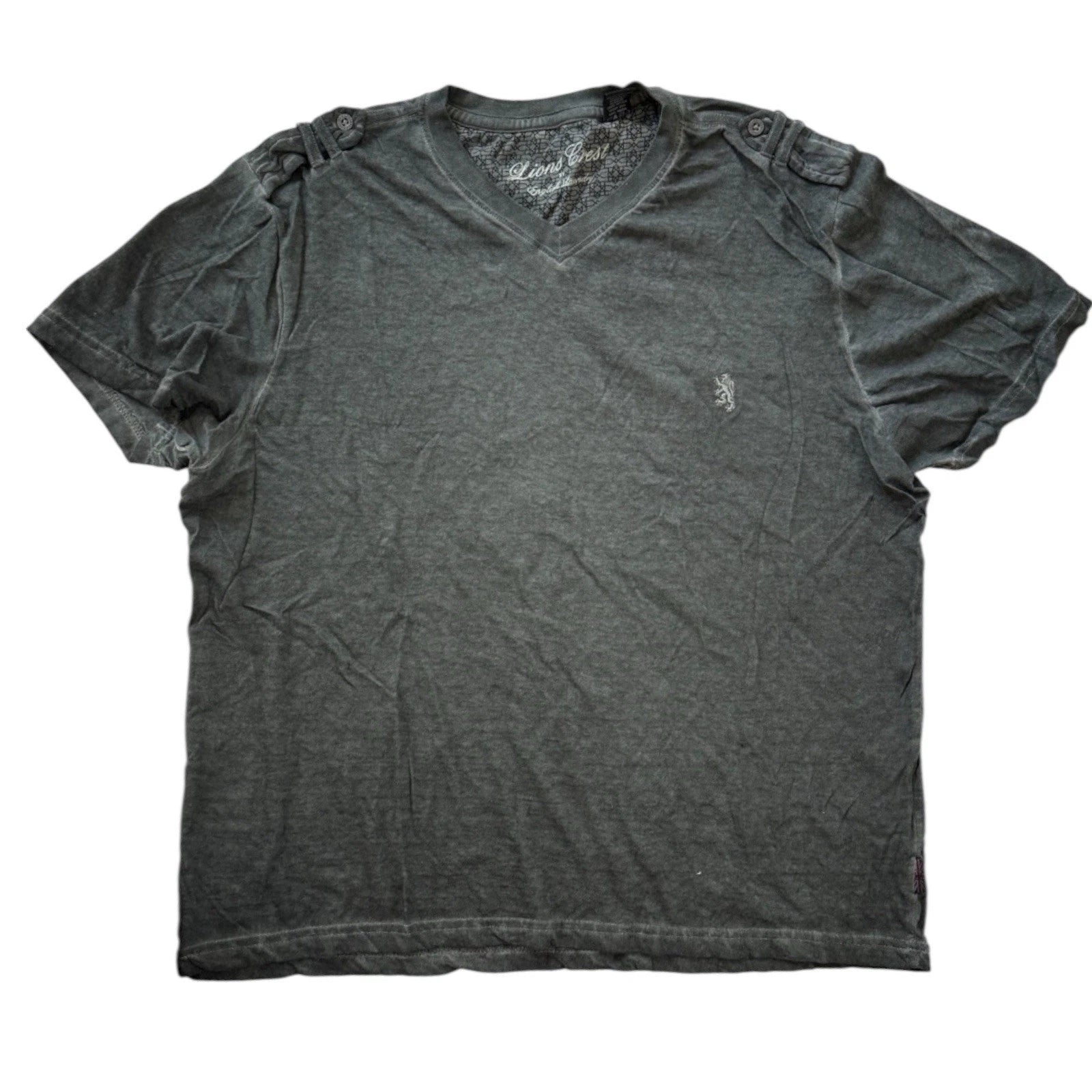 Men's Gray V-Neck T-Shirt Lions Crest