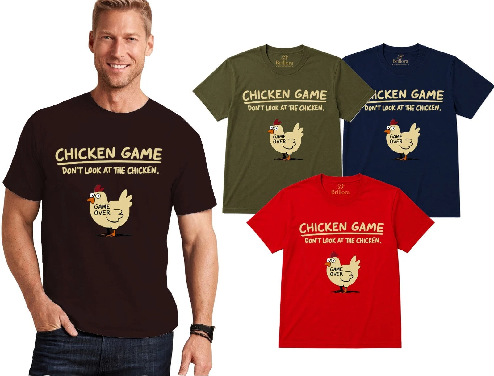 Chicken Game Over Unisex T-Shirt - Funny Don't Look At The Chicken Meme Tee Gift