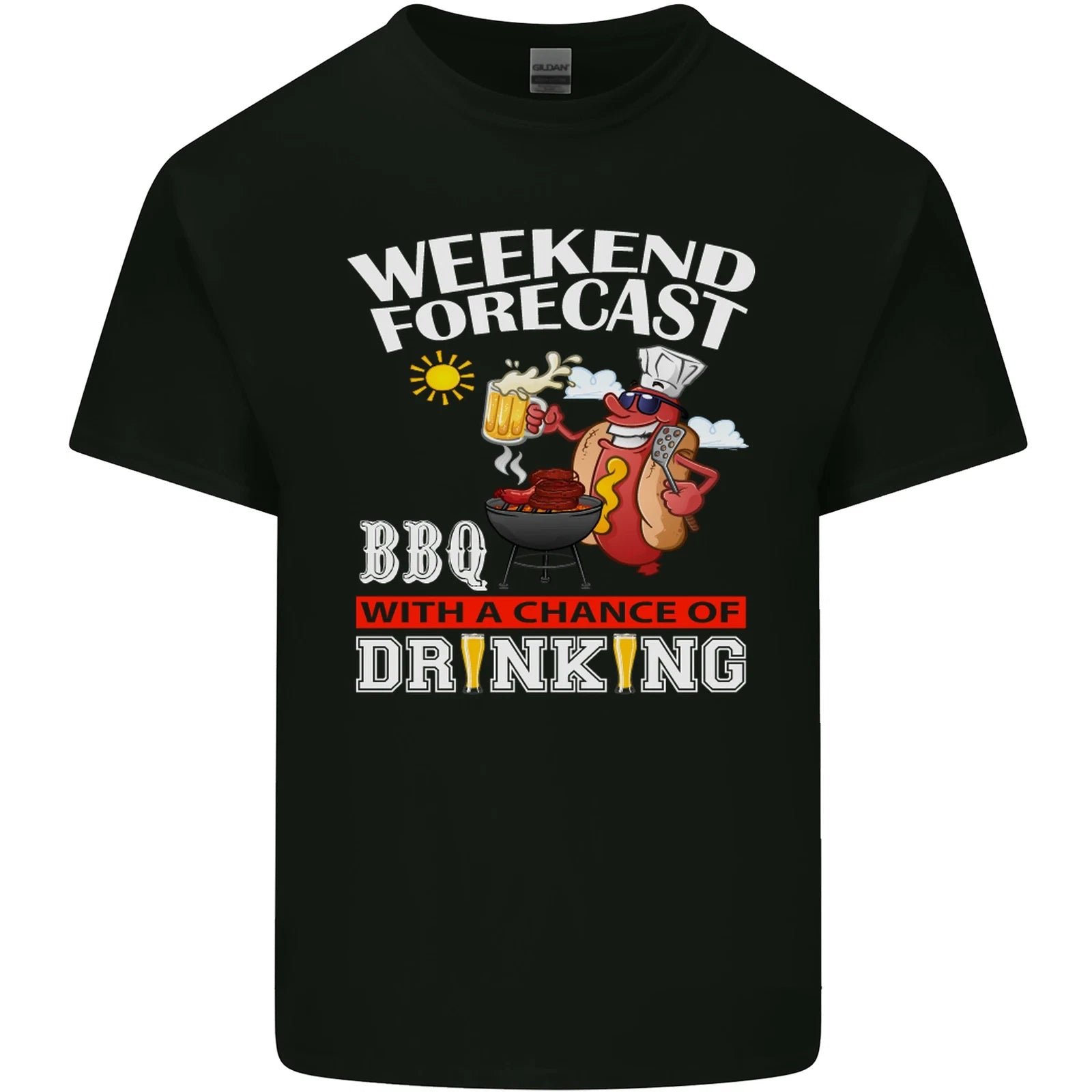 BBQ Weekend Forecast BBQing Alcohol Beer Mens Cotton T-Shirt Tee Top