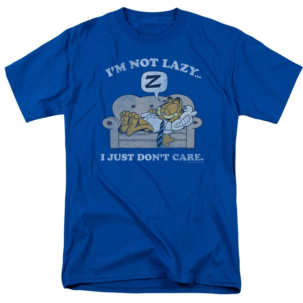 Garfield - Not Lazy - Adult Unisex Short Sleeve T-Shirt - Blue