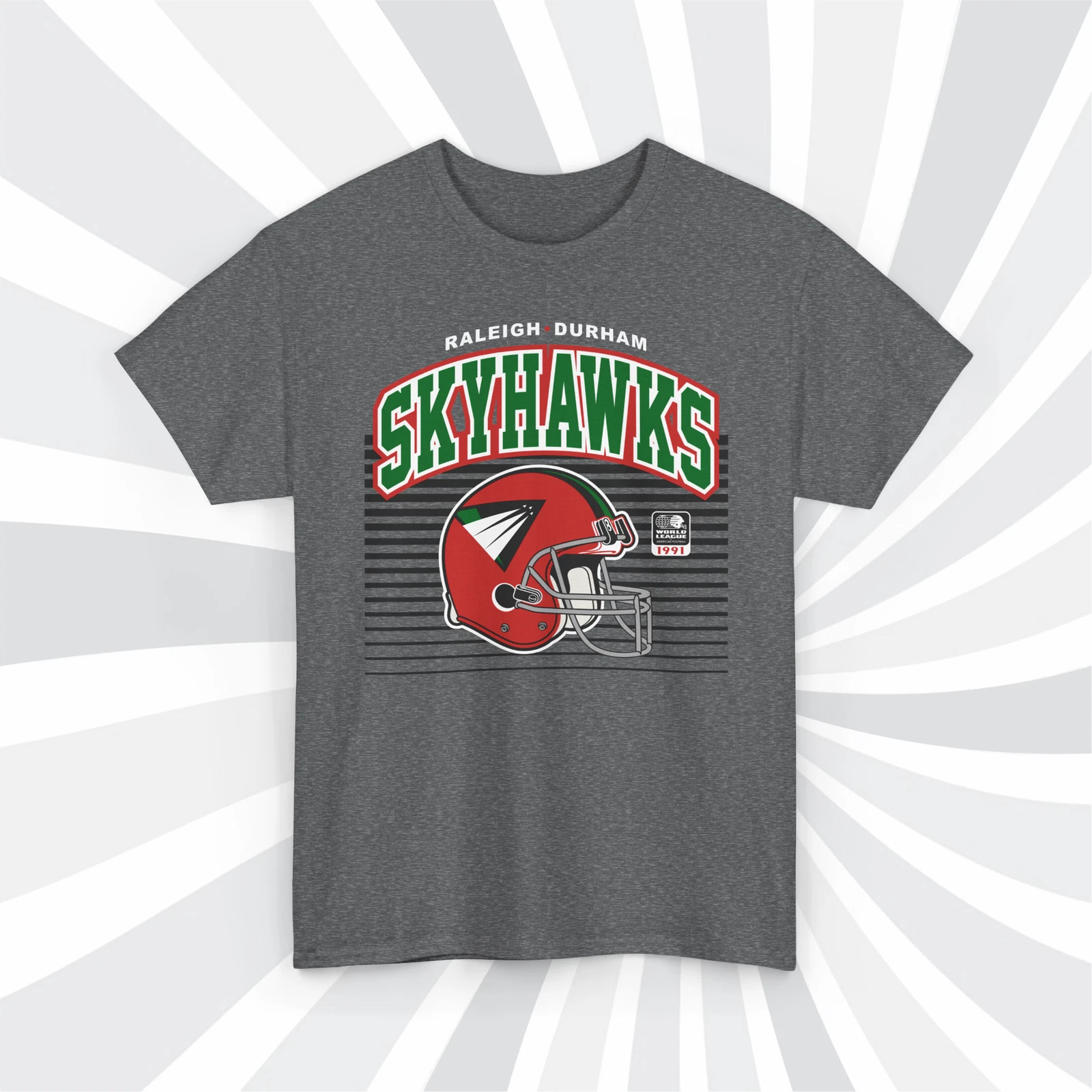 Raleigh Durham Skyhawks 1991 WLAF Vintage Football Helmet T-Shirt