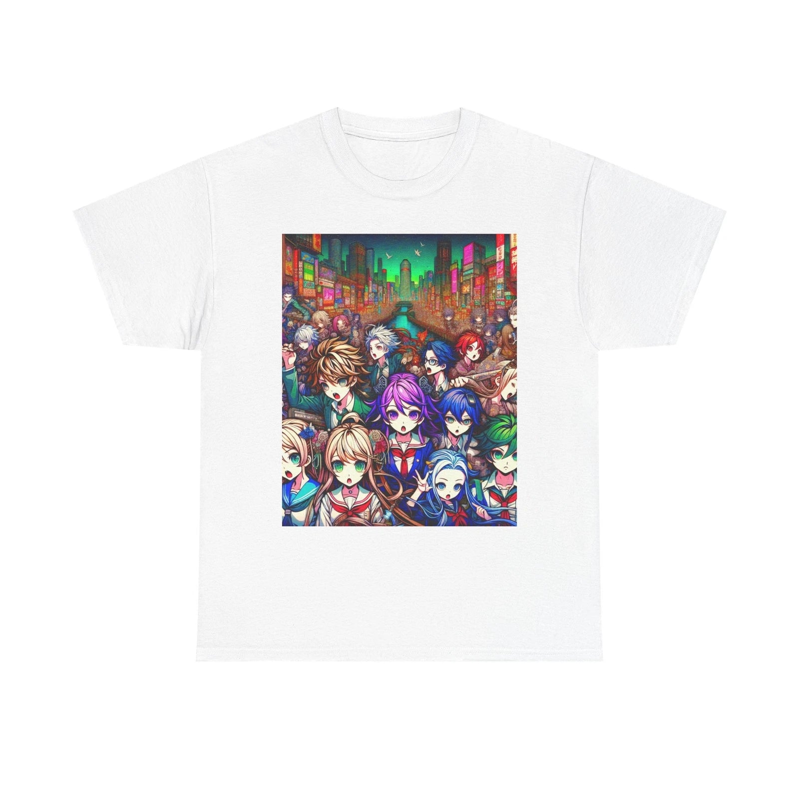 Anime Urban Scene Unisex Heavy Cotton Tee, Graphic Shirt, Streetwear