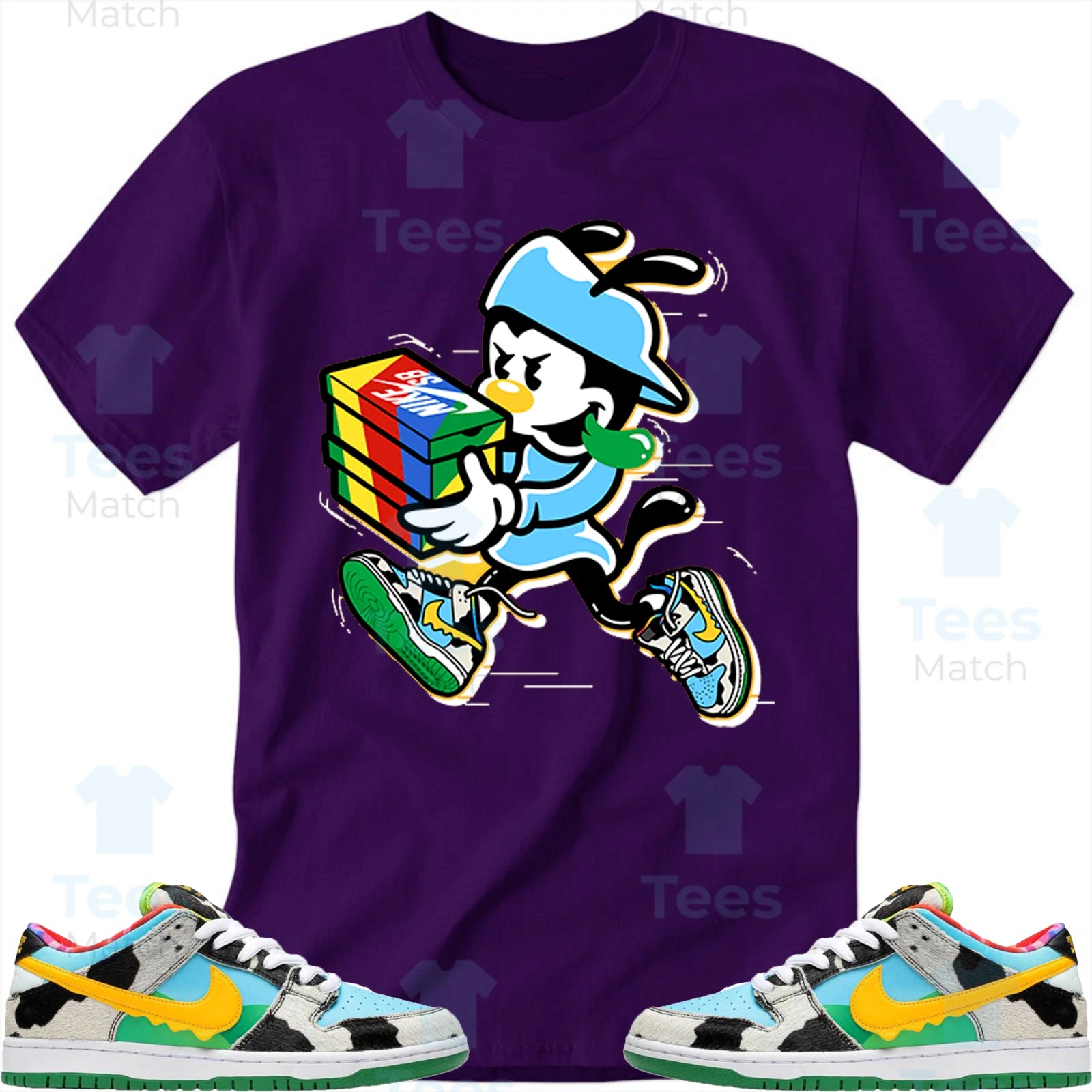 Double Up T-Shirt Matching SB Dunk Low Ben & Jerry's Chunky Dunky - Purple Shirt