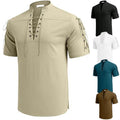 Men Short Sleeve T Shirt V-neck Top Casual Shirt Tie Summer Pullover Sweatshirt