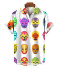 Mens Button Down Shirts Lucha Libre Wrestling Printed Hawaiian Tops Novelty Gift