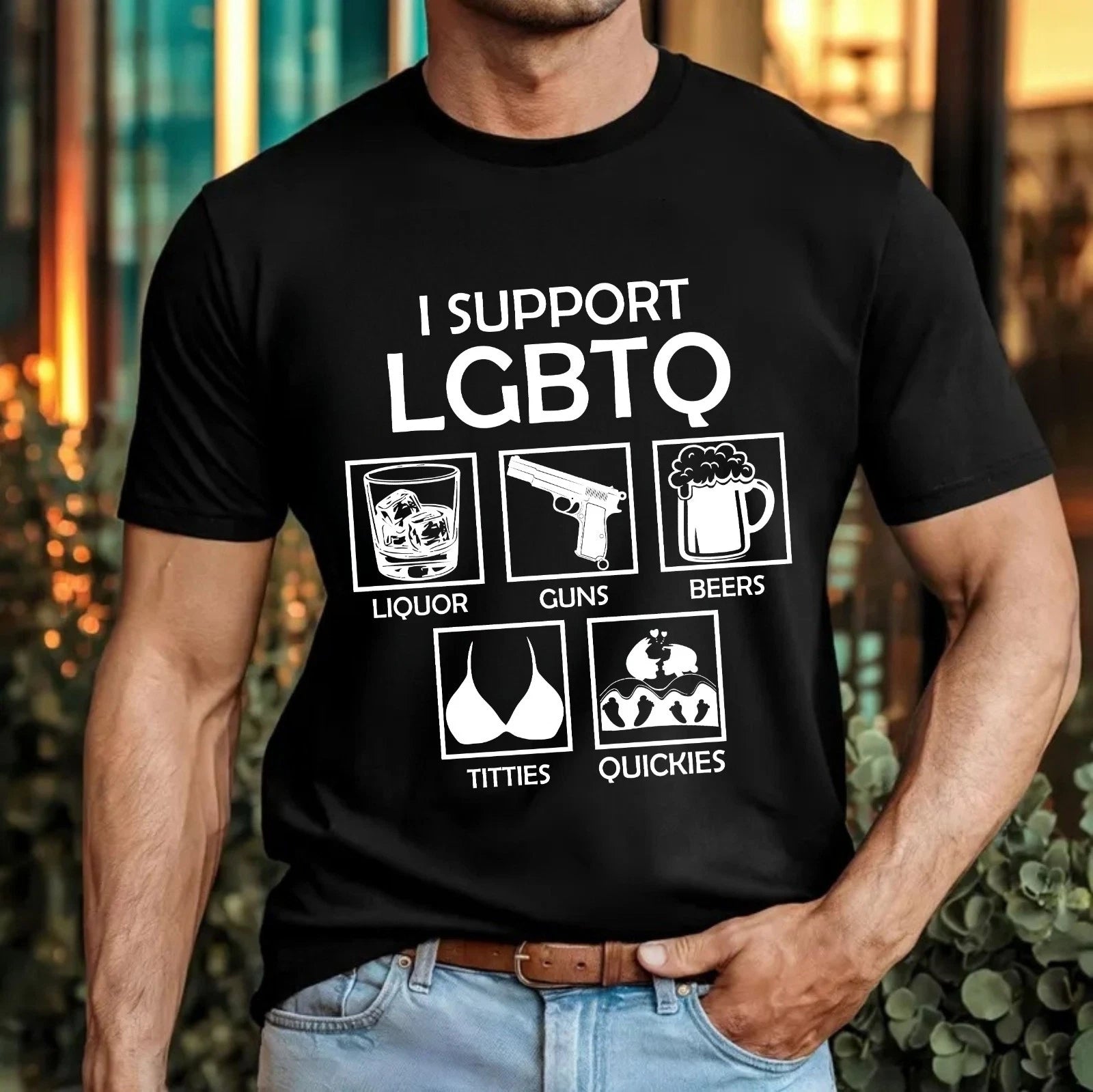 I Support LGBTQ Meme T-Shirt - Funny Novelty Drinking Adult Humor Sarcastic Tee