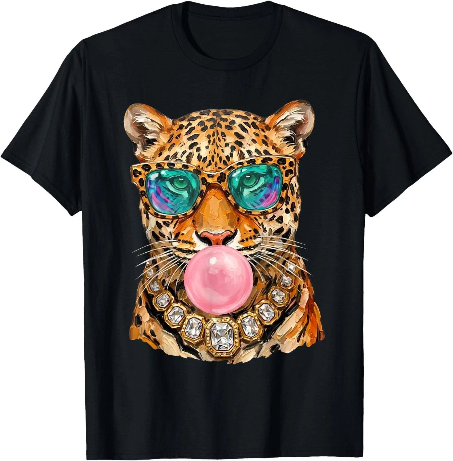 Cute Leopard Bubblegum Wearing Sunglasses Wildlife Animal T-Shirt