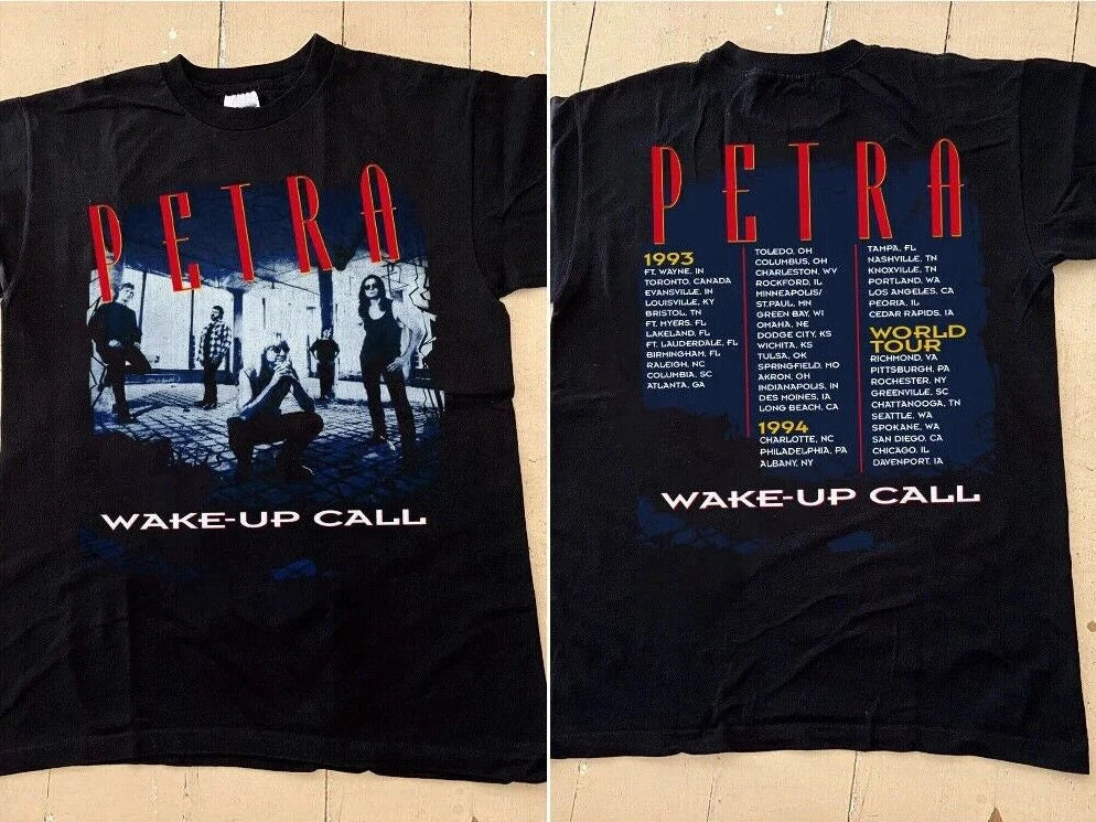 PETRA Musical Group T-Shirt, VTG Best Petra Wake-up Call 1993 1994 Album Shirt