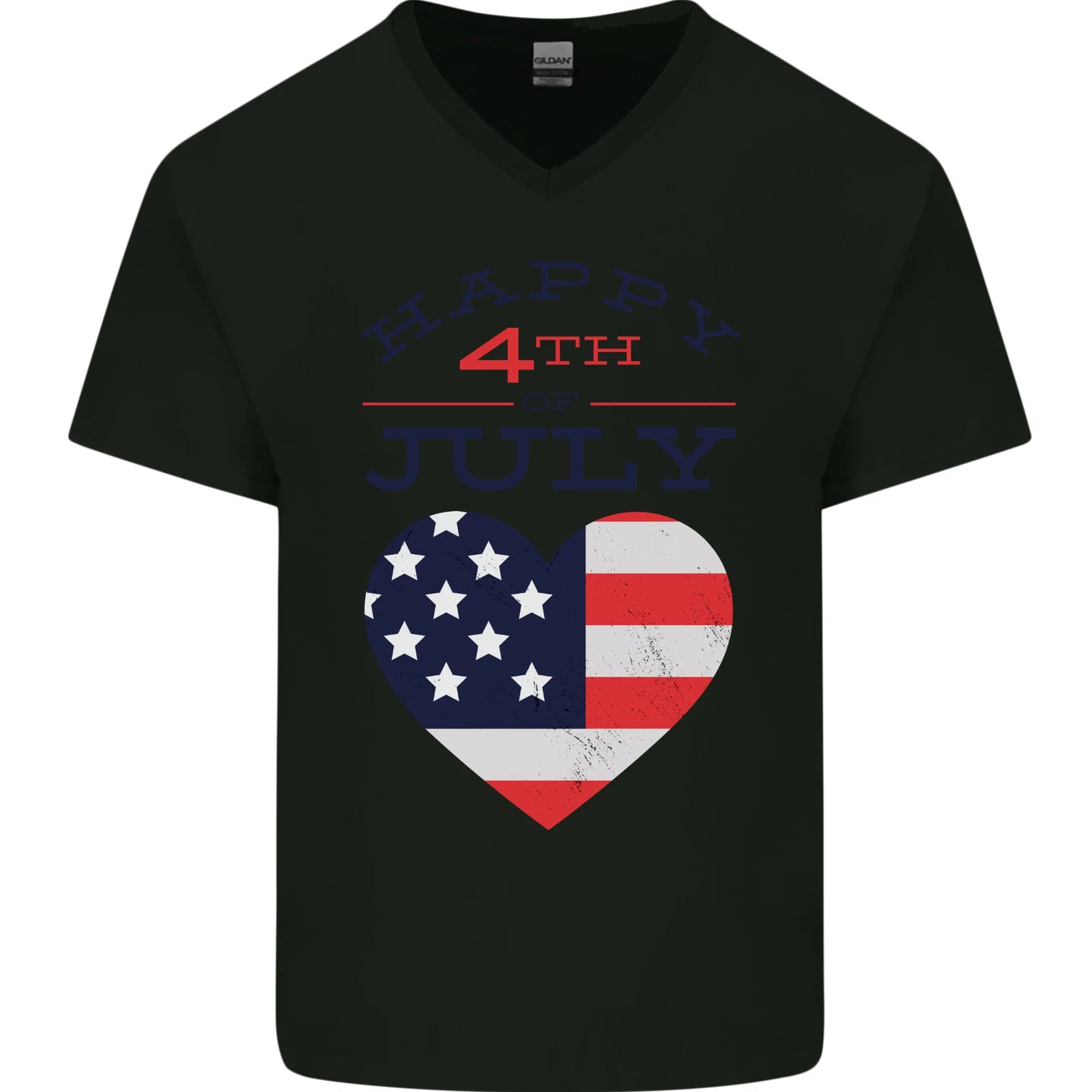 Independence Day Happy 4th of July Mens V-Neck Cotton T-Shirt
