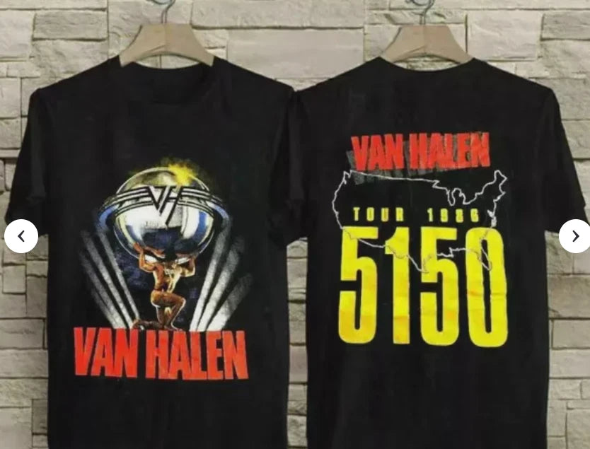 Vintage Van Halen Tour 1986 5150 T-Shirt New Gildan Double Side