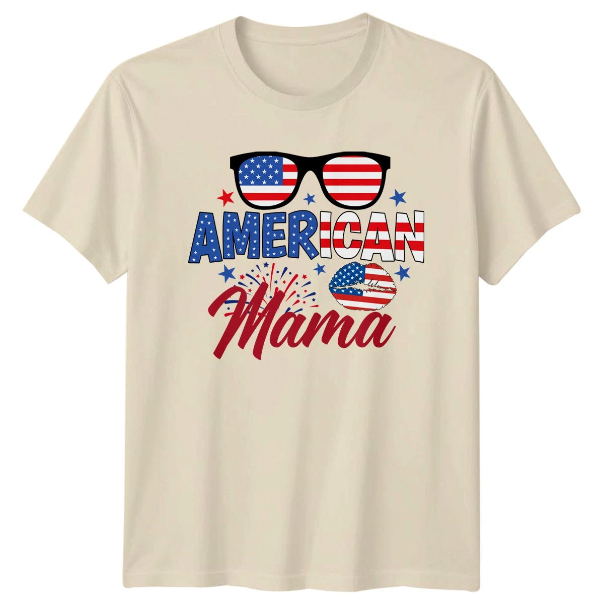 American Mama T-Shirt Patriotic Trendy Design Funny Retro Birthday Gift
