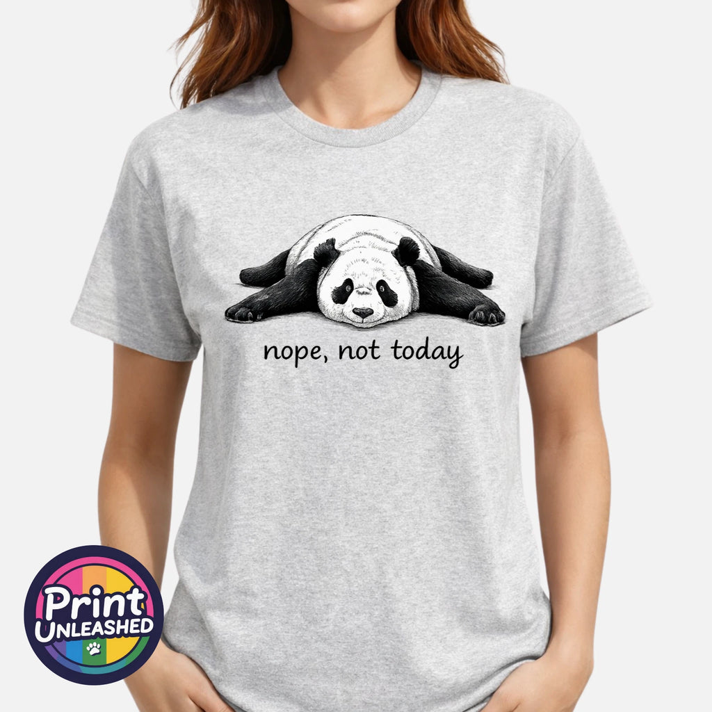 Chilled Panda Graphic T-Shirt Nope Not Today Funny Lazy Day Tee Unisex S-2XL
