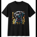Botanical Puppy Glowing Dog Cute Mens T-Shirt Black 100% Cotton Kawaii Printed
