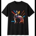 Rabbit Neon Cute Mens T-Shirt Black 100% Cotton Adorable Tee Kawaii