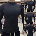 Black Men Long Sleeve Athletic Top Polyester Spandex Blend for Fitness