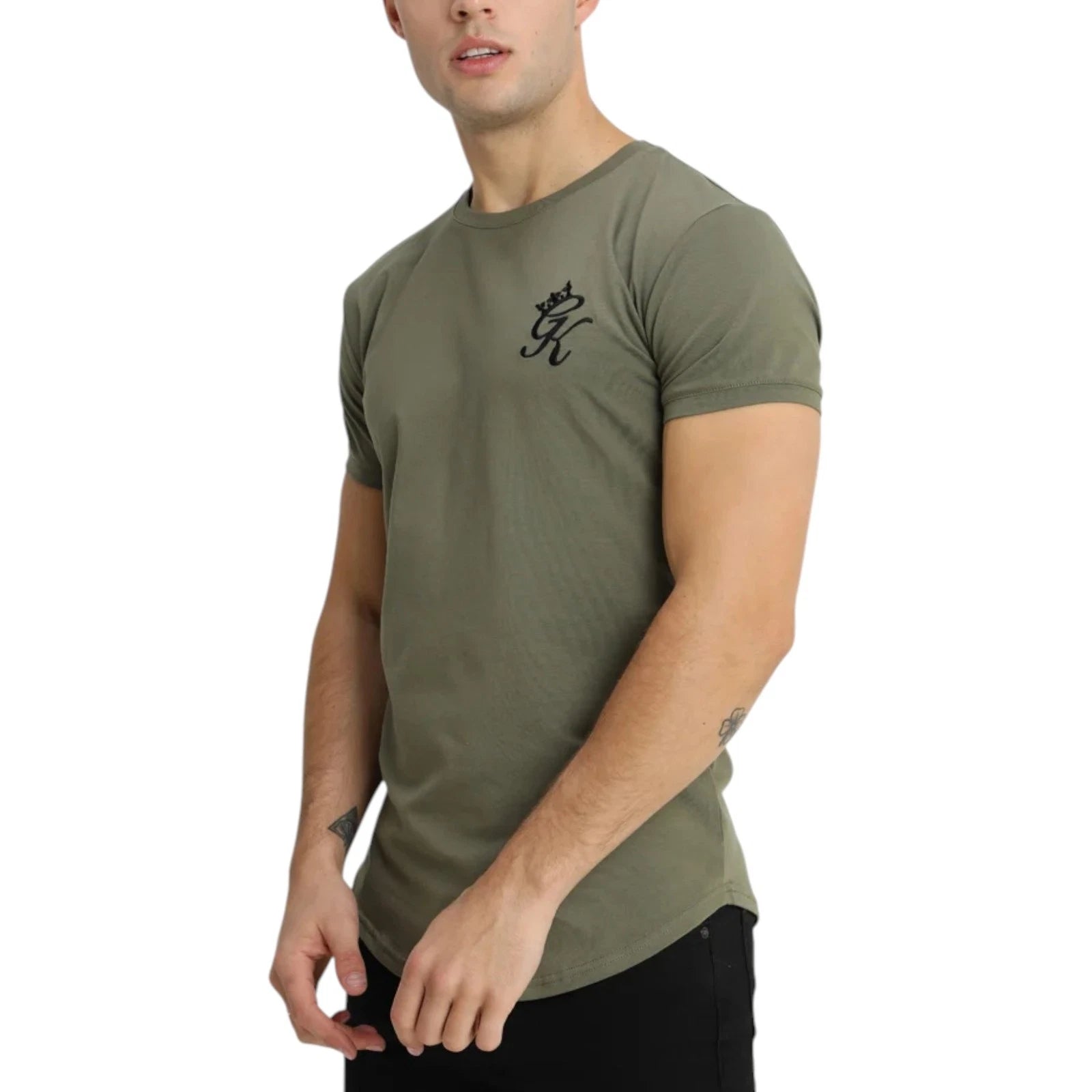 GYM KING Mens T-Shirt Longline Pullover Crew Neck Short Sleeve Tee Summer Top
