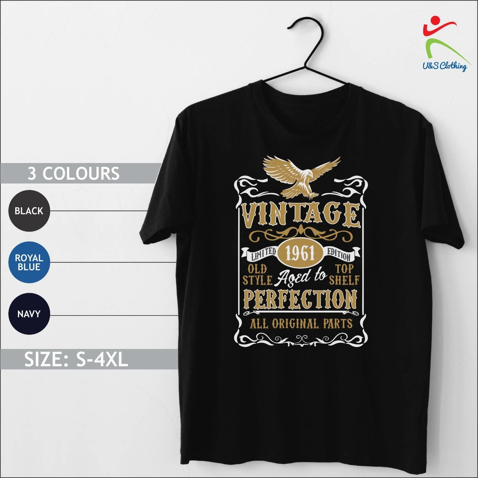 New Made In "1961" Men VINTAGE DESIGN Tee Shirt Printed Casual Trendy Top S-4XL