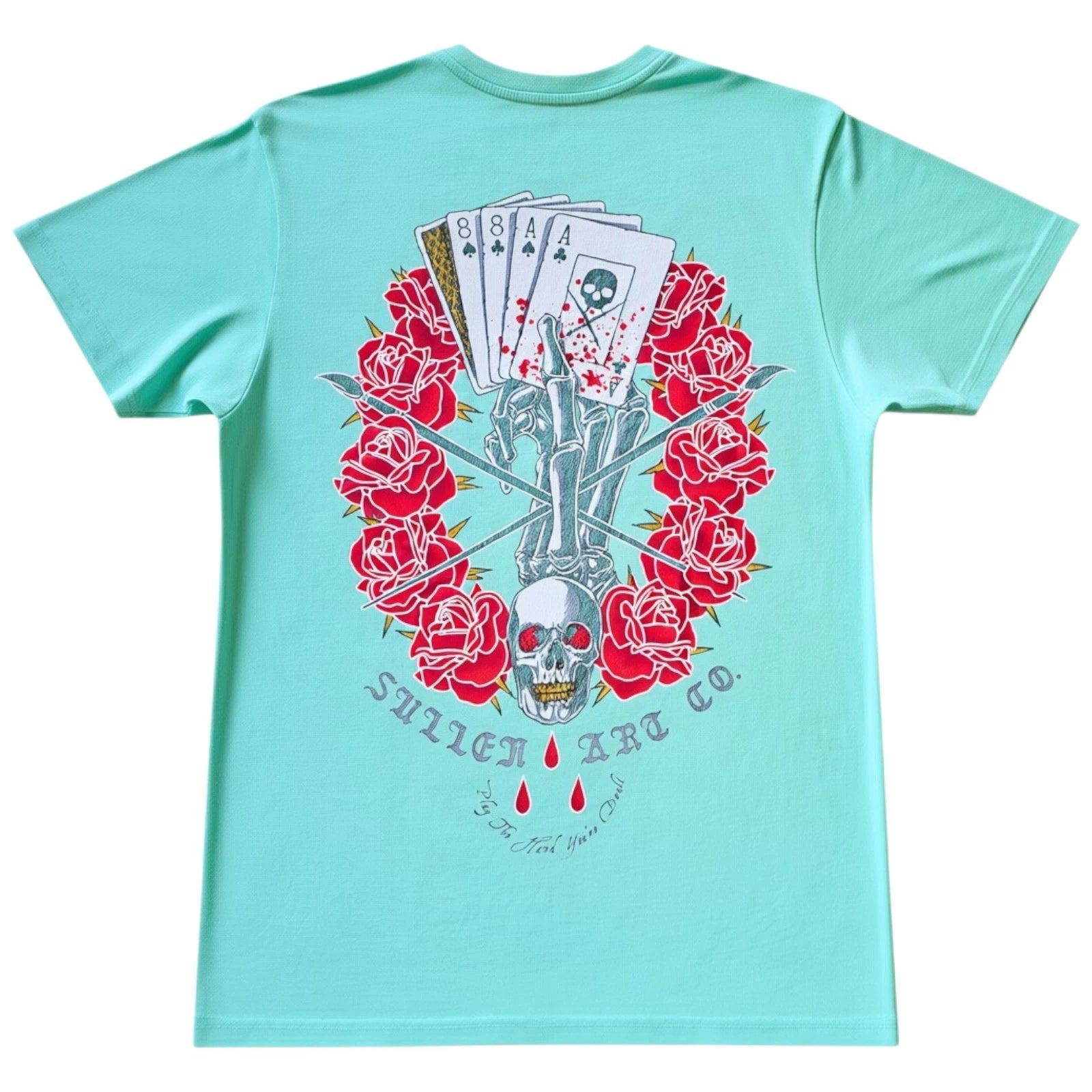 Mens Sullen Art Co Play The Hand Skull & Wings MMA Tattoo Tee T-Shirt M-XXXL