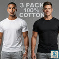 3 Pack Mens Plain Tee 100% Soft Cotton T Shirts / White & Black / S-2XL