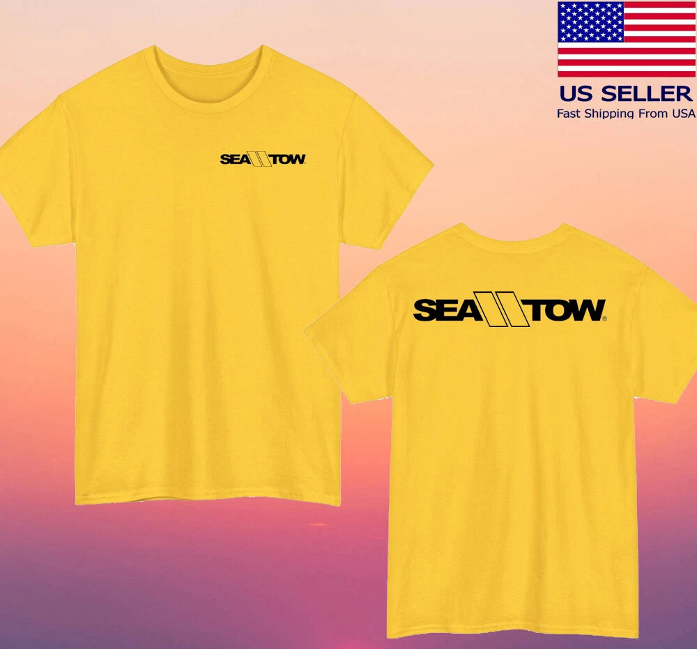 Sea Tow Boat Towing Boats Racing Yellow Size S-5XL