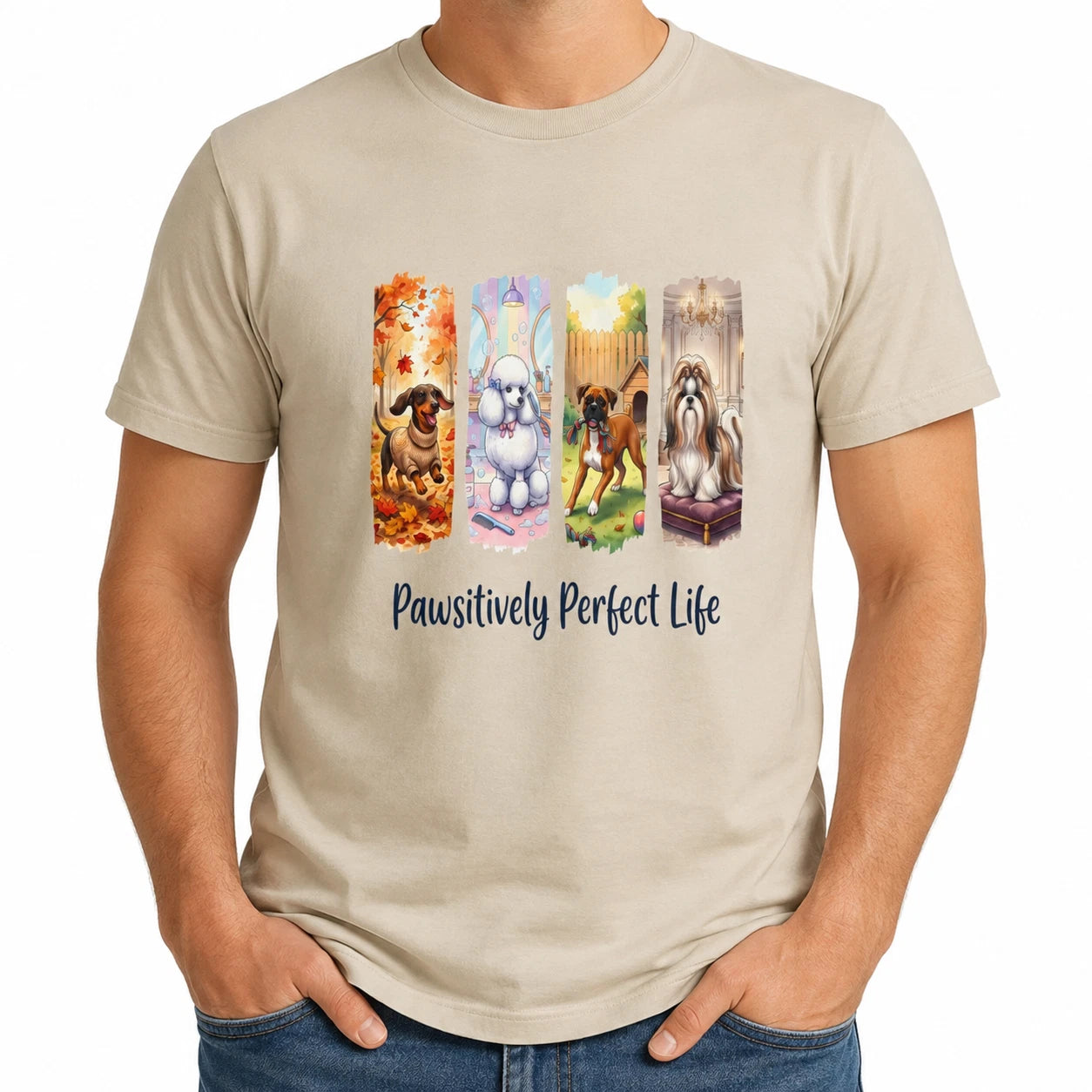 Pawsitively Perfect Life Dog Lover T-Shirt Cute Puppy Graphic Unisex Tee