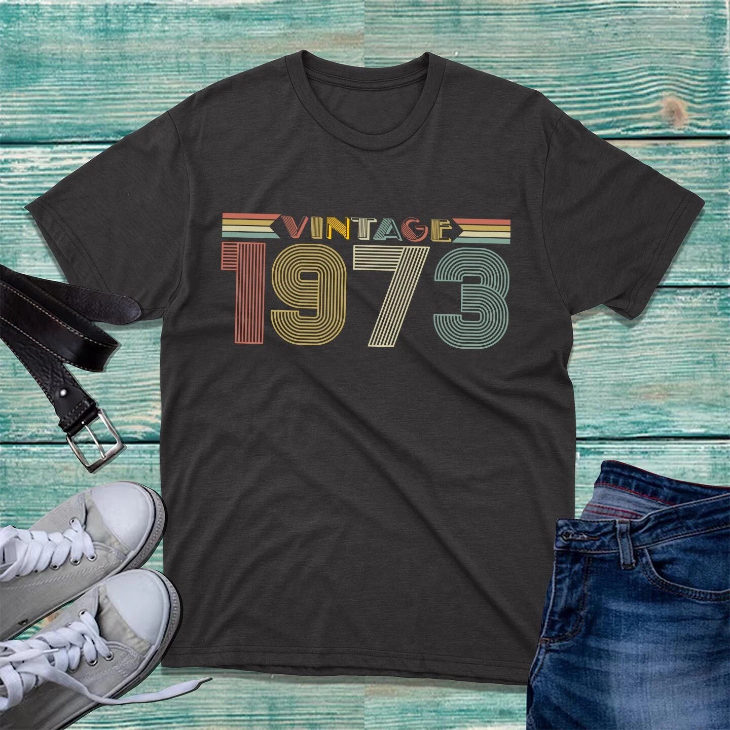 Vintage 1973 T-Shirt 50th Birthday Father's Day Golden Jubilee Retro Gift Top