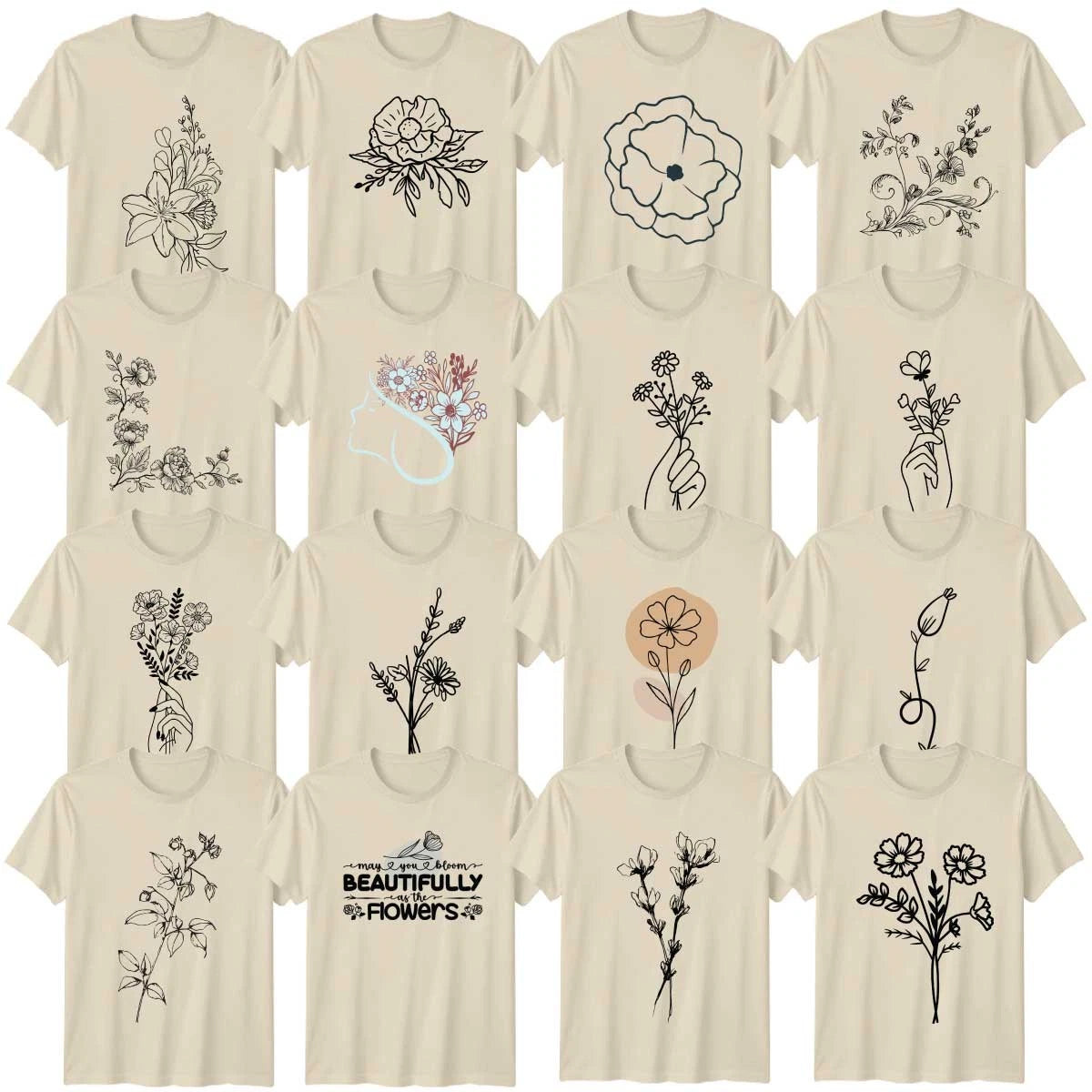 Botanical Line Art Abstract Art Adult T-Shirt Botanical Sketch Birthday Gift
