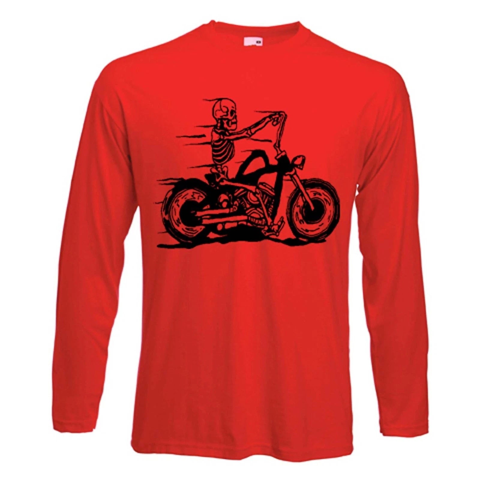 SKELETON RIDER LONG SLEEVE T-SHIRT - Biker Chopper Motorcycle - Choice Of Colour