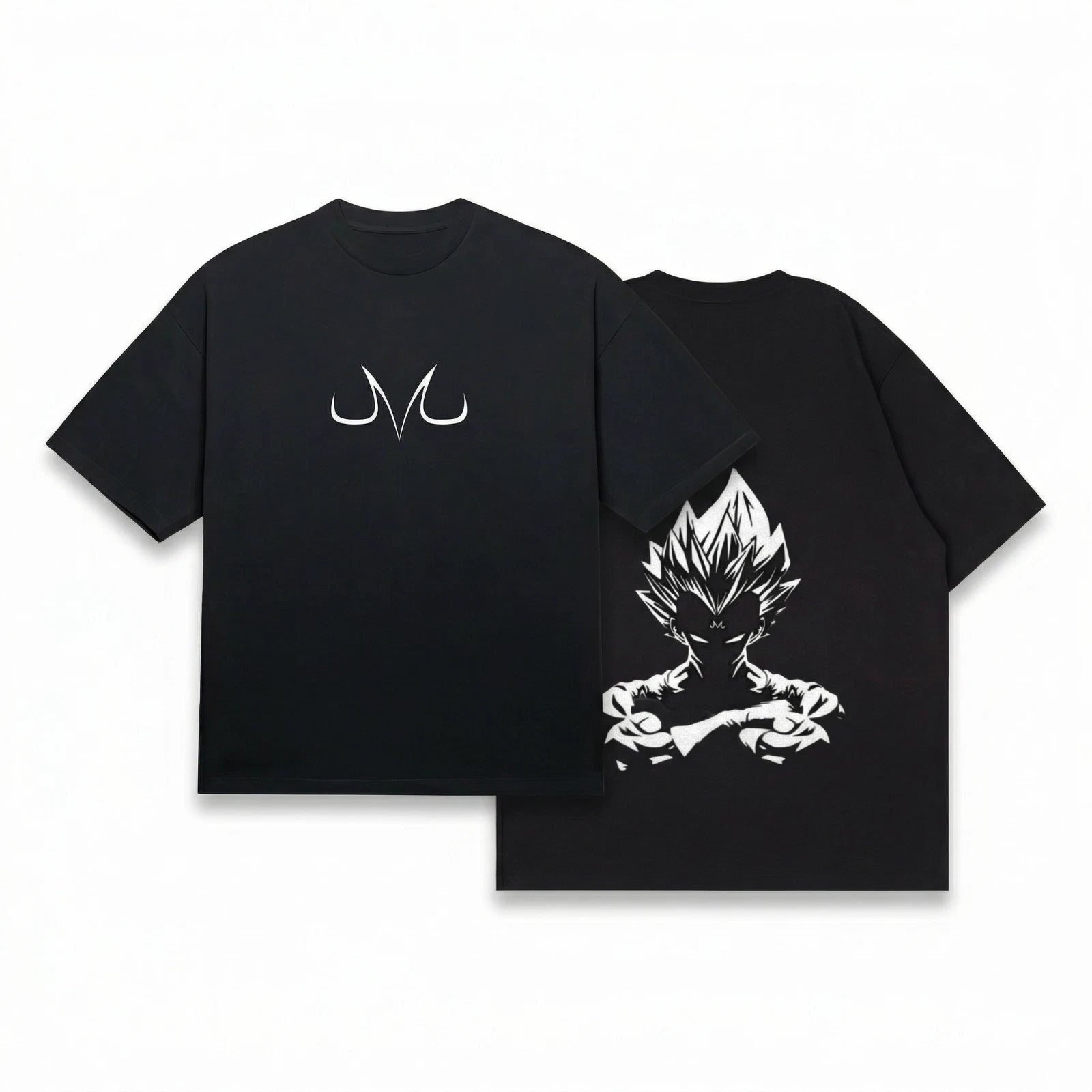 Anime Symbol Oversized Graphic T-Shirt Black Front Back Print Streetwear Tee