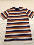 HUF USA Teen Embroidered Logo Purple/Orange/White Striped T-Shirt Size Large