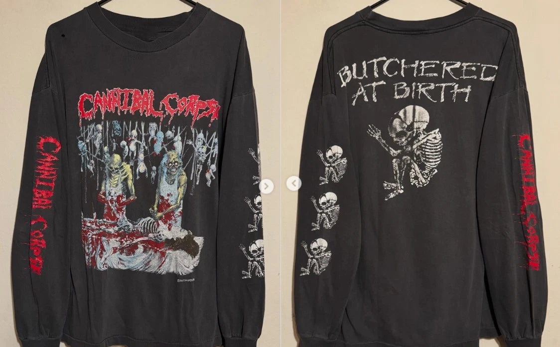 1991 CANNIBAL CORPSE - BUTCHERED AT BIRTH Vintage Long Sleeves Shirt Reprint