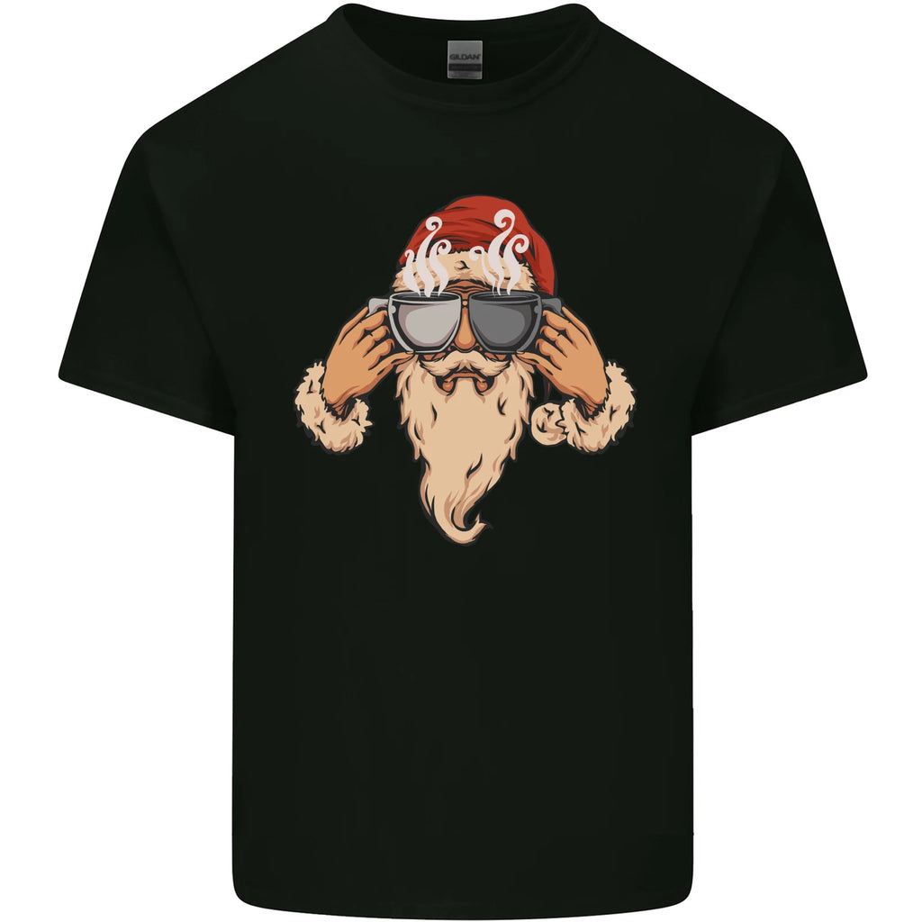 Santa Claus Coffee Funny Christmas Mens Cotton T-Shirt Tee Top