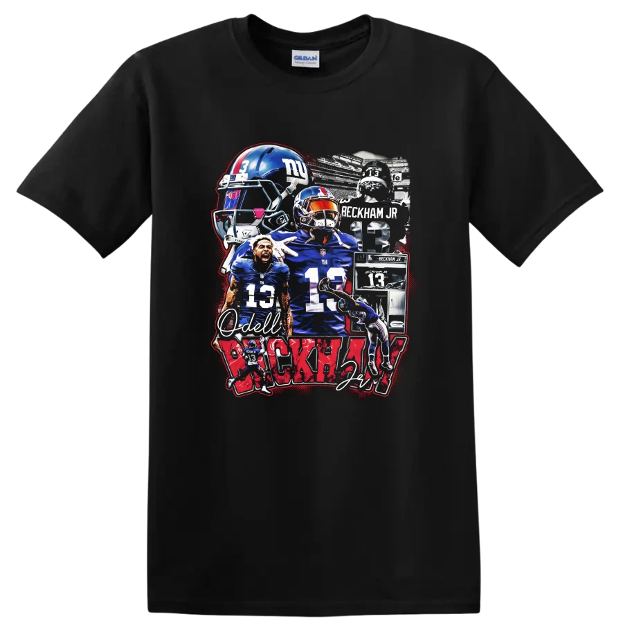 Odell Beckham Jr New York Giants T Shirt Football Action Collage Tee