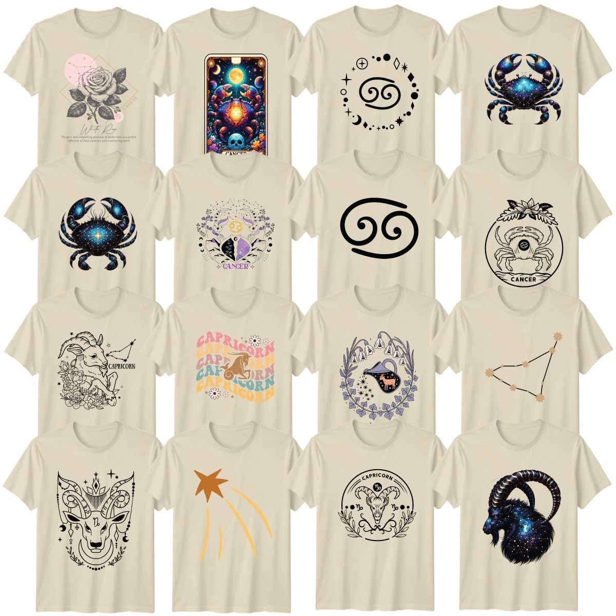 Boho Astrology Celestial Adult T-Shirt Capricorn Zodiac Gift