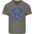 Mandala Art Elephant Mens V-Neck Cotton T-Shirt